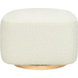 Kiwi Gliding Ottoman in Cream Shearling with Light Wood Base
