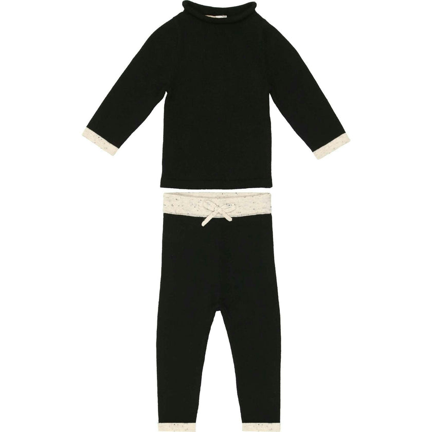 Half Flecked Long Sleeve Sweater & Pant 2-Piece Set