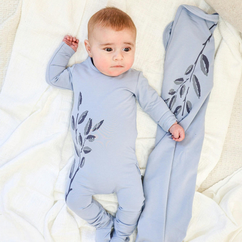 Blooming Leaves Footie and Beanie Set
