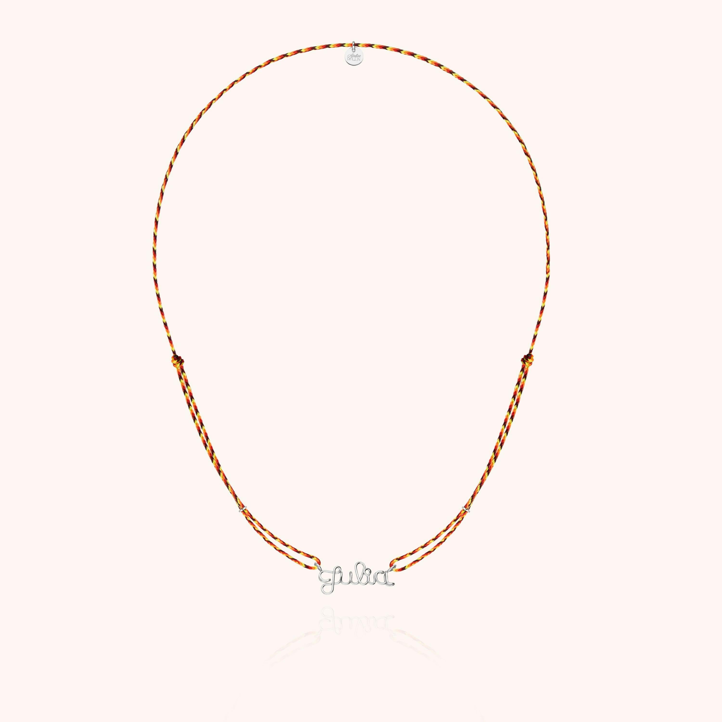Women's Personalized Slim Knot Cord Necklace, Silver 925