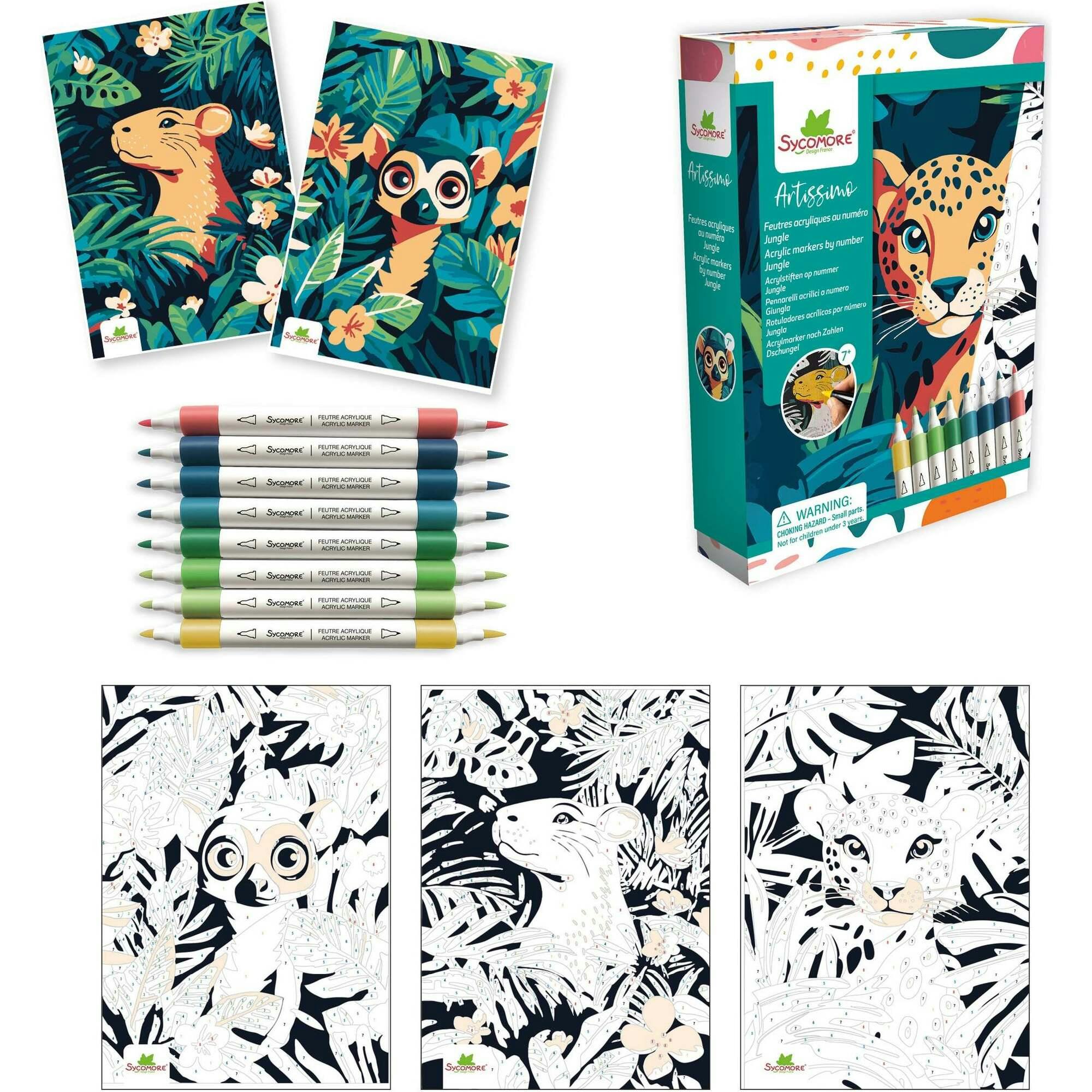 Artissimo - Acrylic Markers By Numbers Jungle - 7y+