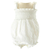 Babys Eyelet Embroidered Ruched Bow Strap Bubble
