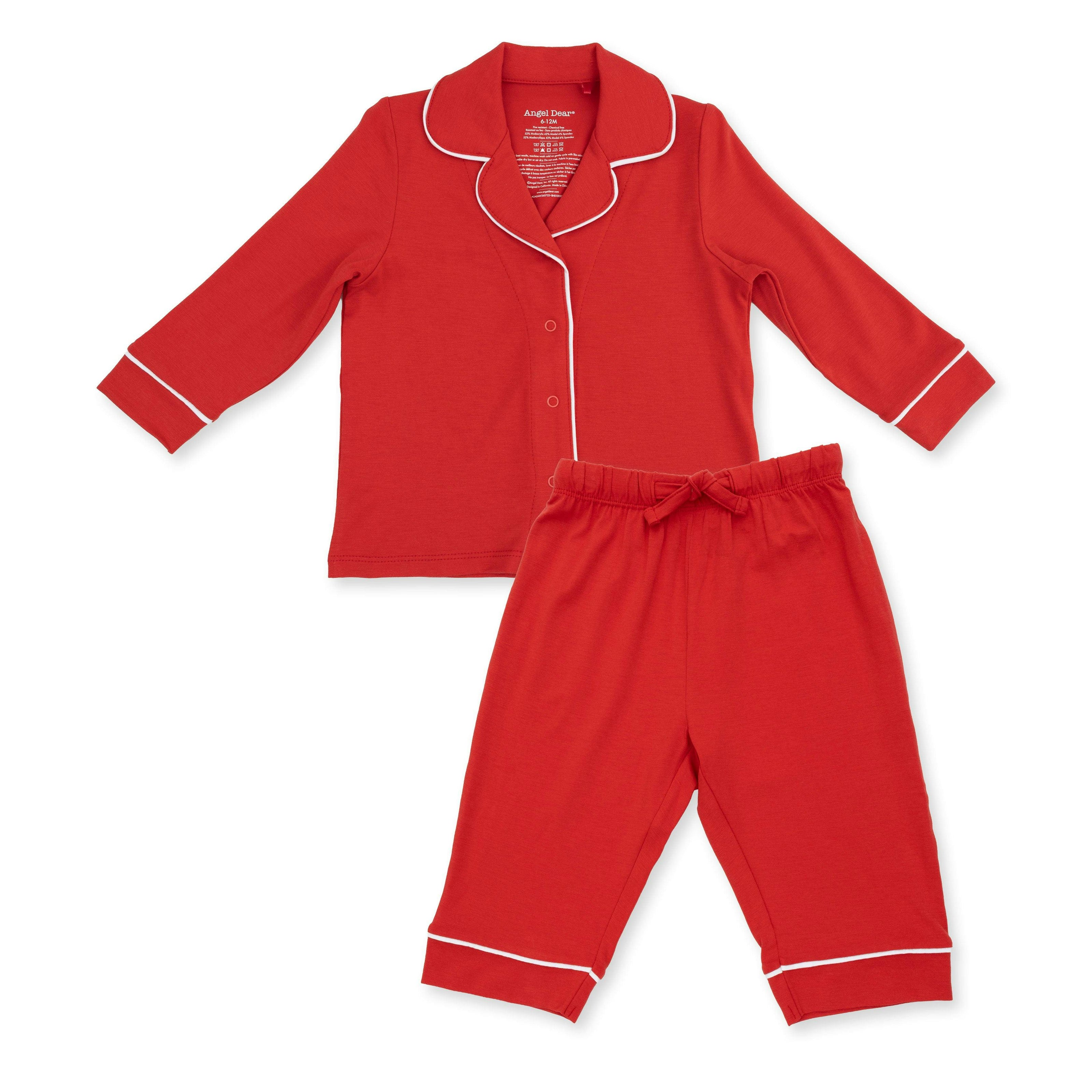 Ribbon Red - Knit Flame Resistant Kids Long Sleeve Coat Style with Pant