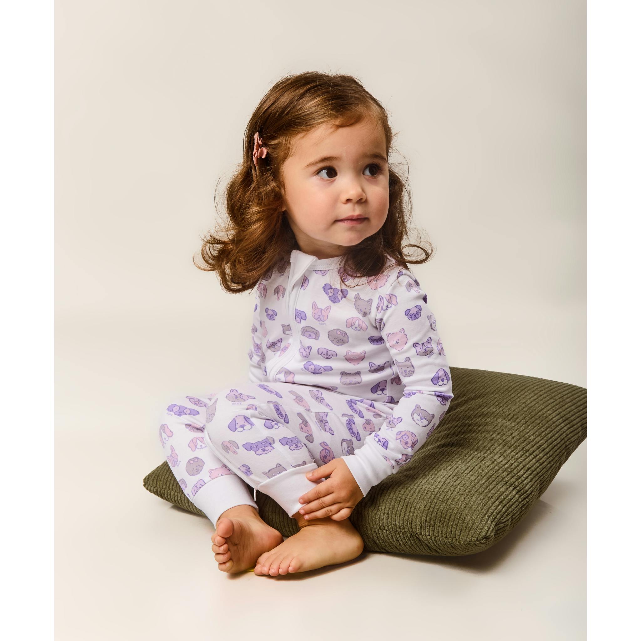 Mini Woof Squad Lilac Zip-up Bodysuit