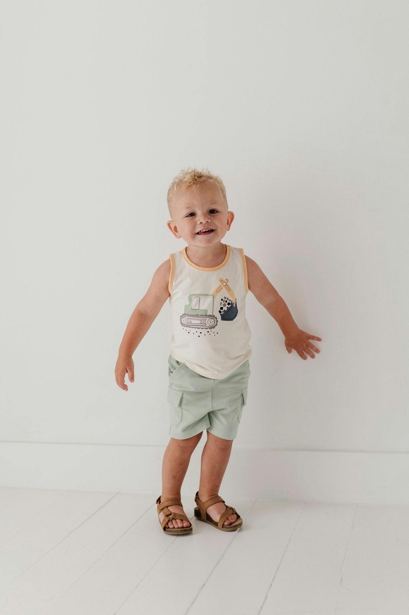 Boys Cargo Shorts in Dusty Sky Blue