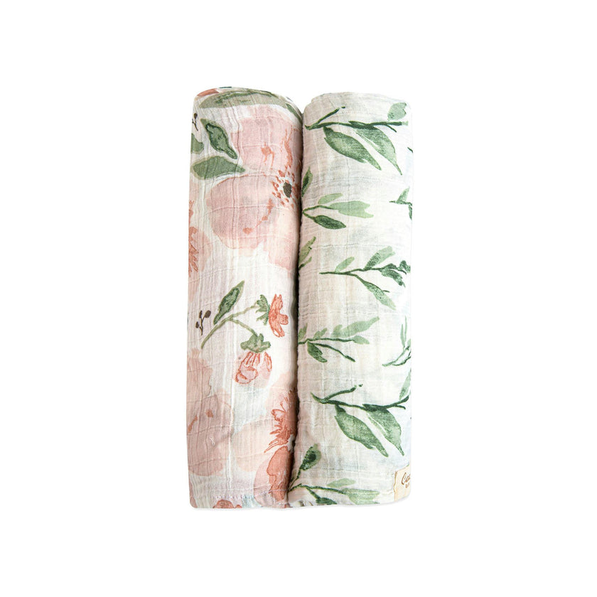 Parker Cotton Muslin Swaddle Blanket Set (Floral, Set of 2)