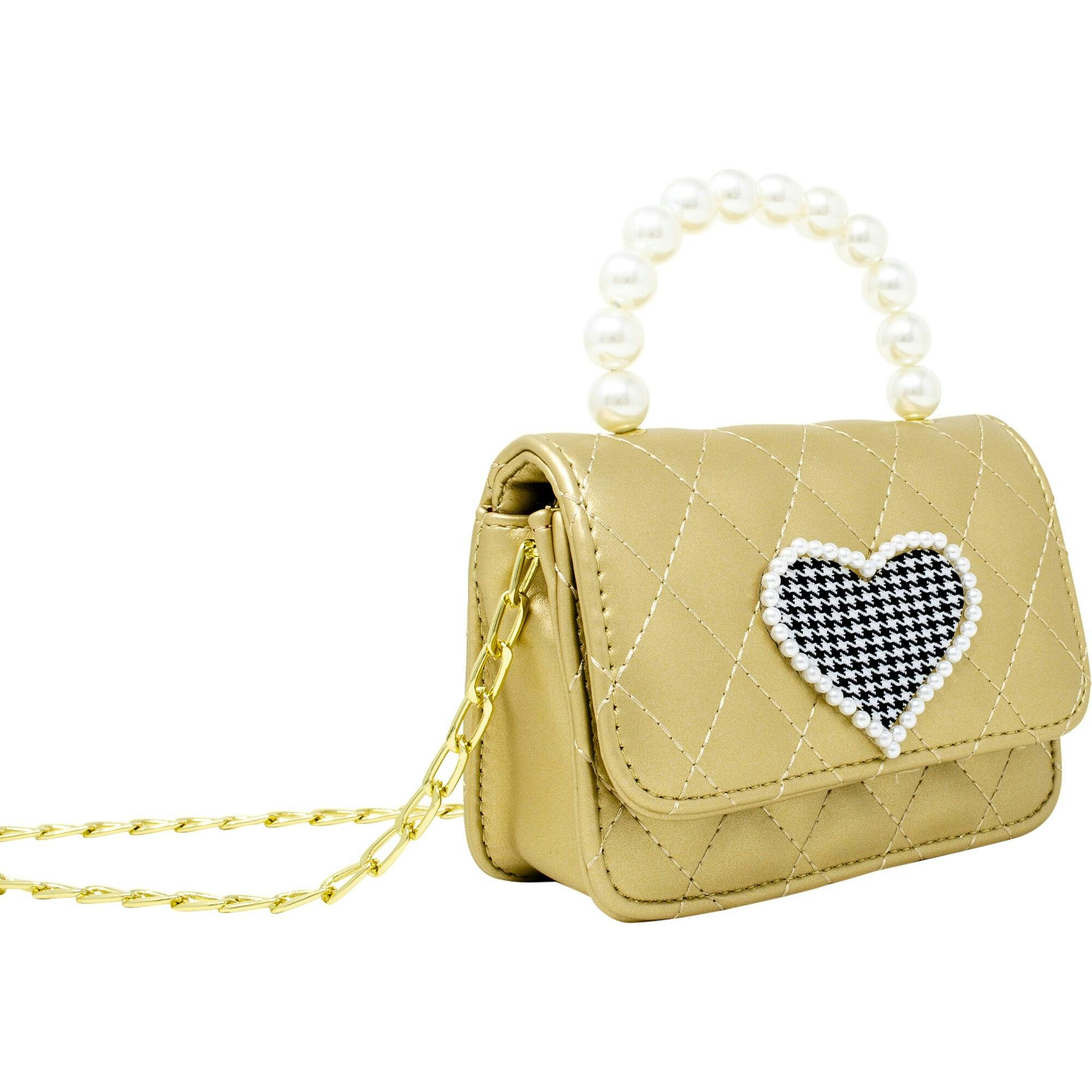 Quilted Pearl Handle Heart Bag