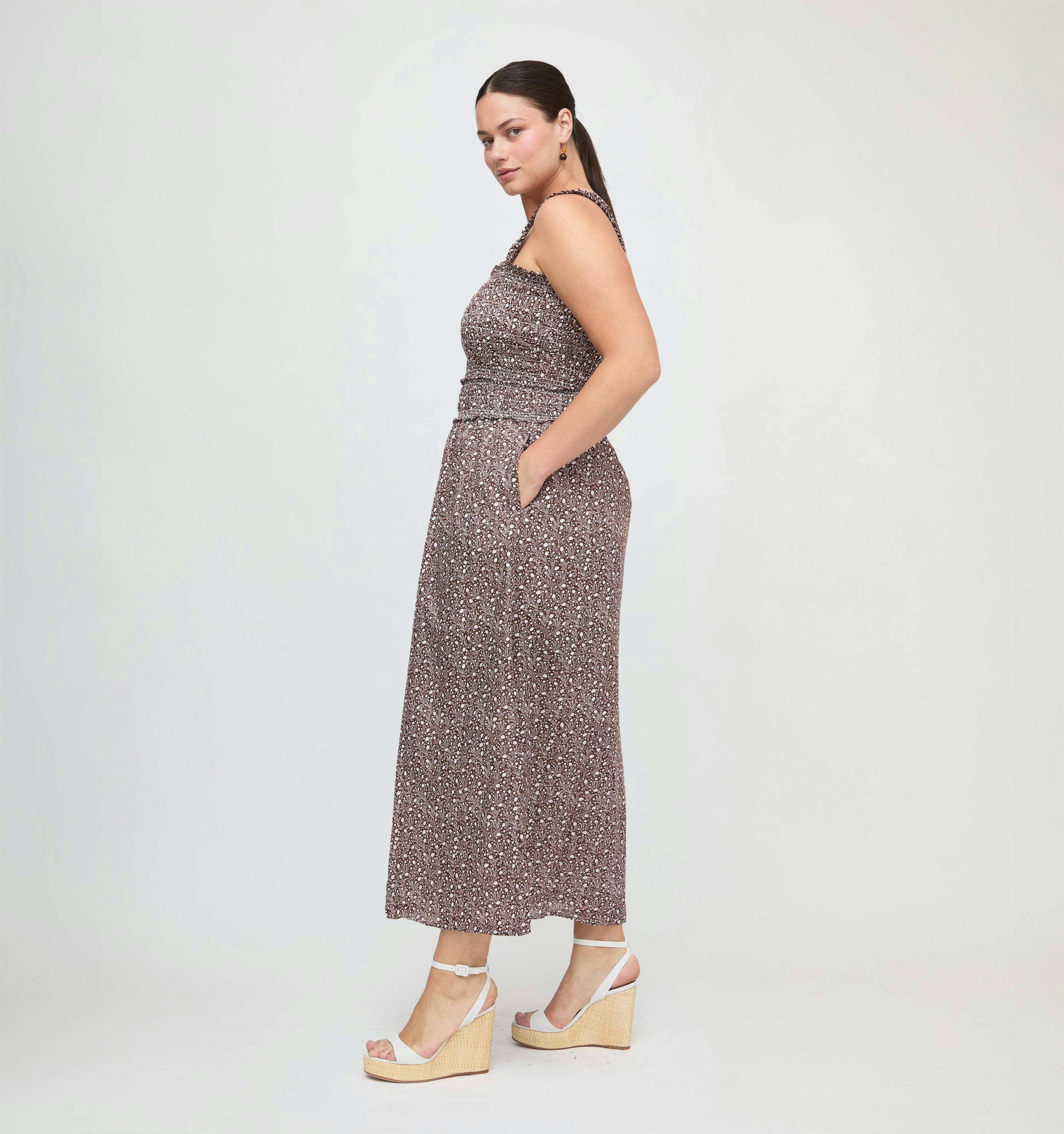 The Azalea Maxi Nap Dress - Chocolate Ditsy Thistle