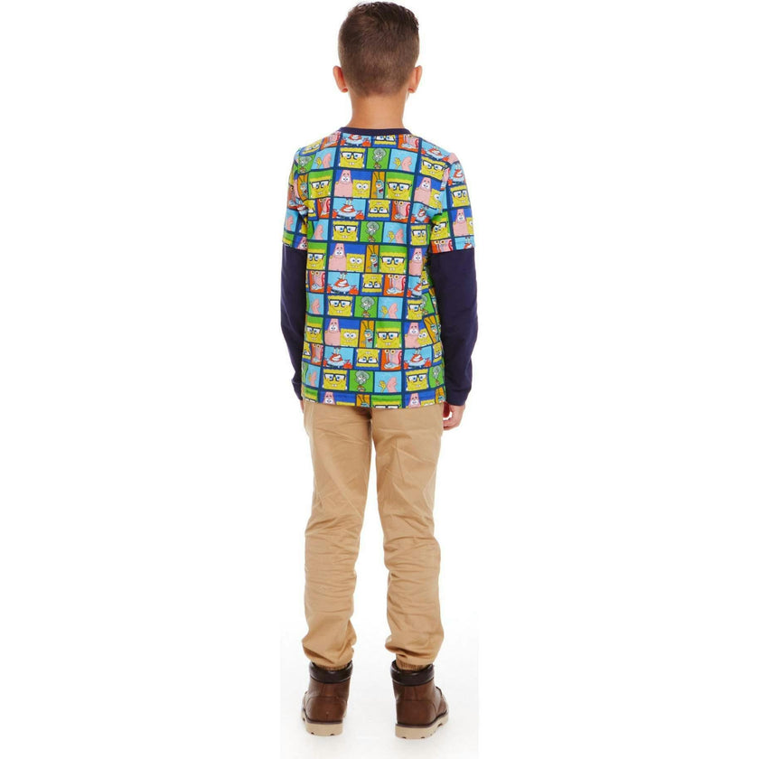 SpongeBob SquarePants™ x Andy & Evan® | Kids (2-7) Long Sleeve Character Collage T-Shirt