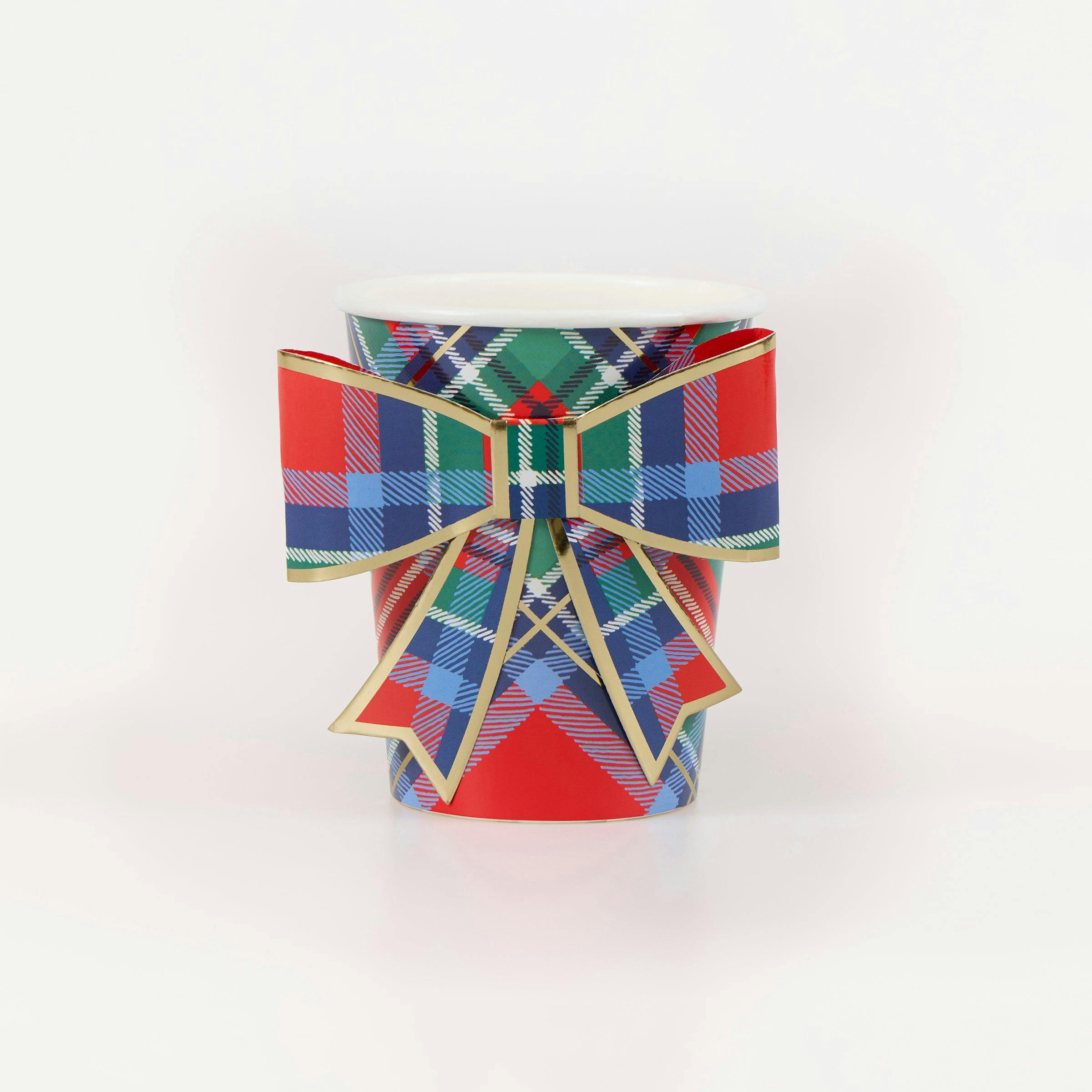 Plaid Mix Bow Cups