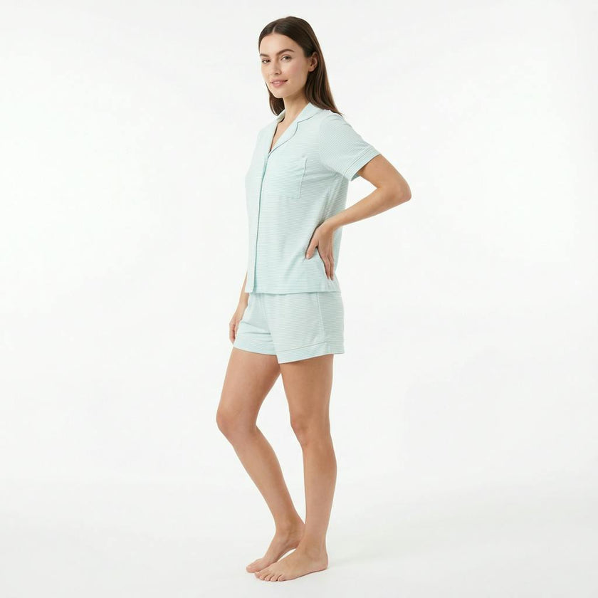 Cloud Stripe Short Sleeve & Shorts Bamboo Women's Pajama Set