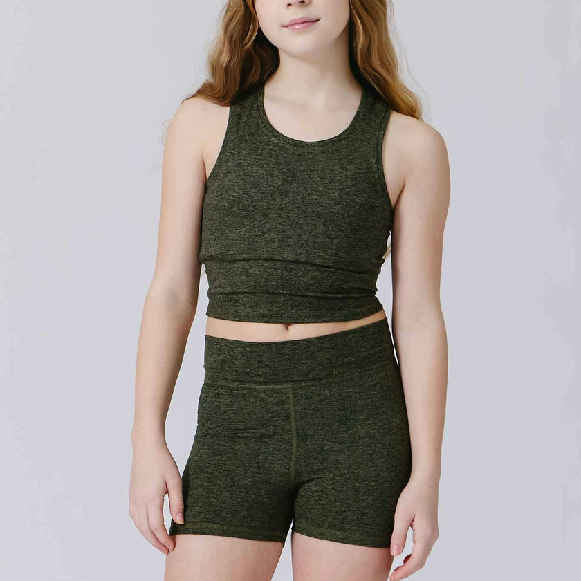 Girls TLC Crop Top in Uniform Green
