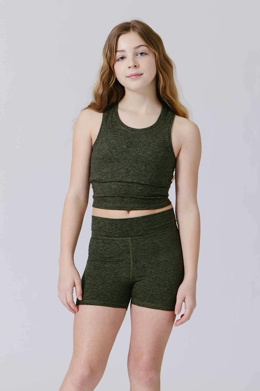 Girls TLC Crop Top in Uniform Green
