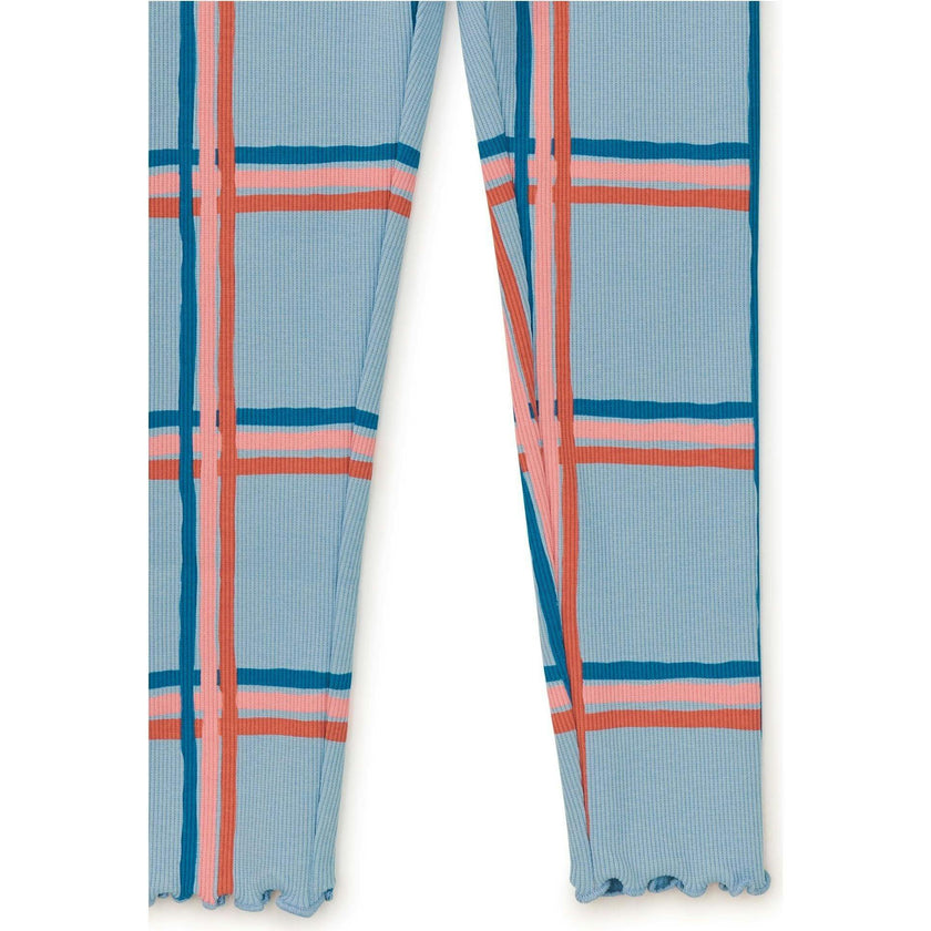 Plaid Print Ribbed Elastic Waist Leggings, Multi