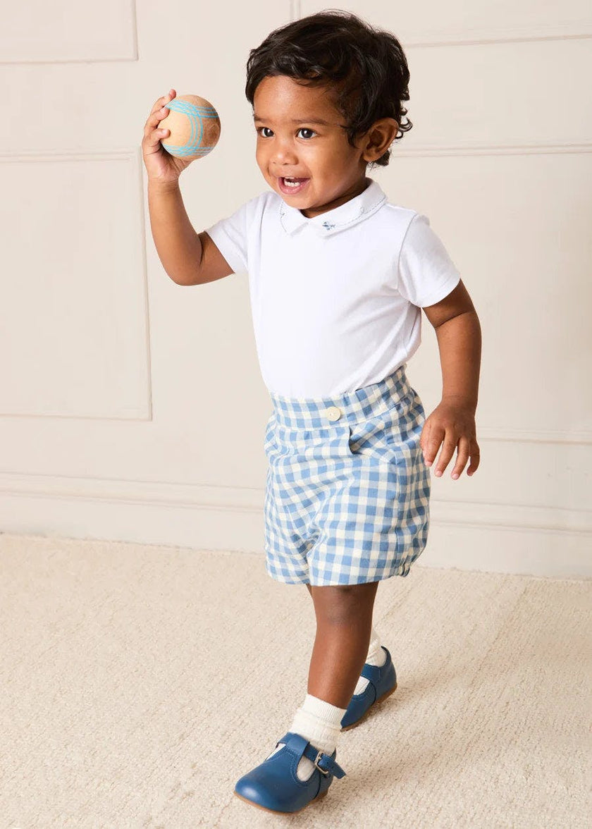 Plane Embroidery Short Sleeve Bodysuit in White (3mths-3yrs)