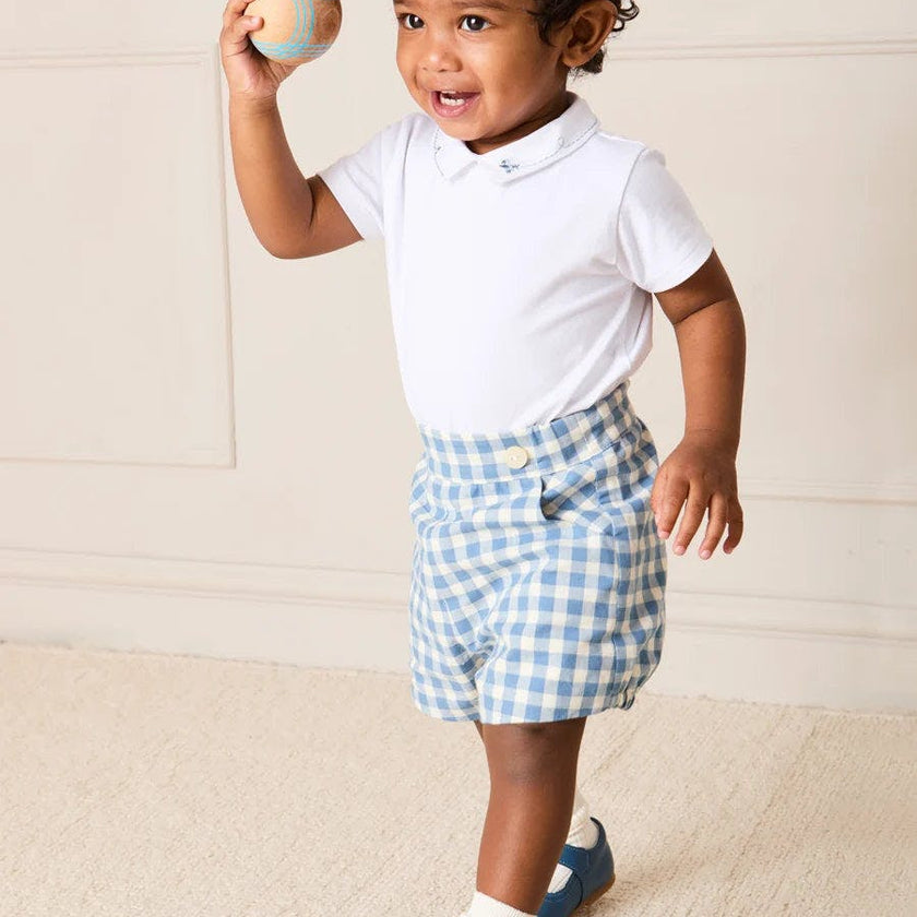 Darby Gingham Button Detail Bloomers in Blue (3mths-3yrs)