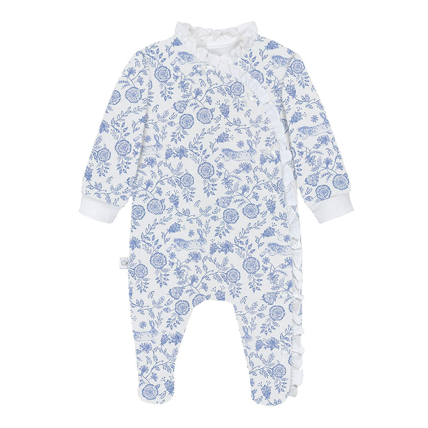 Floral Bunnies Pima Cotton Baby One-Piece Pajamas