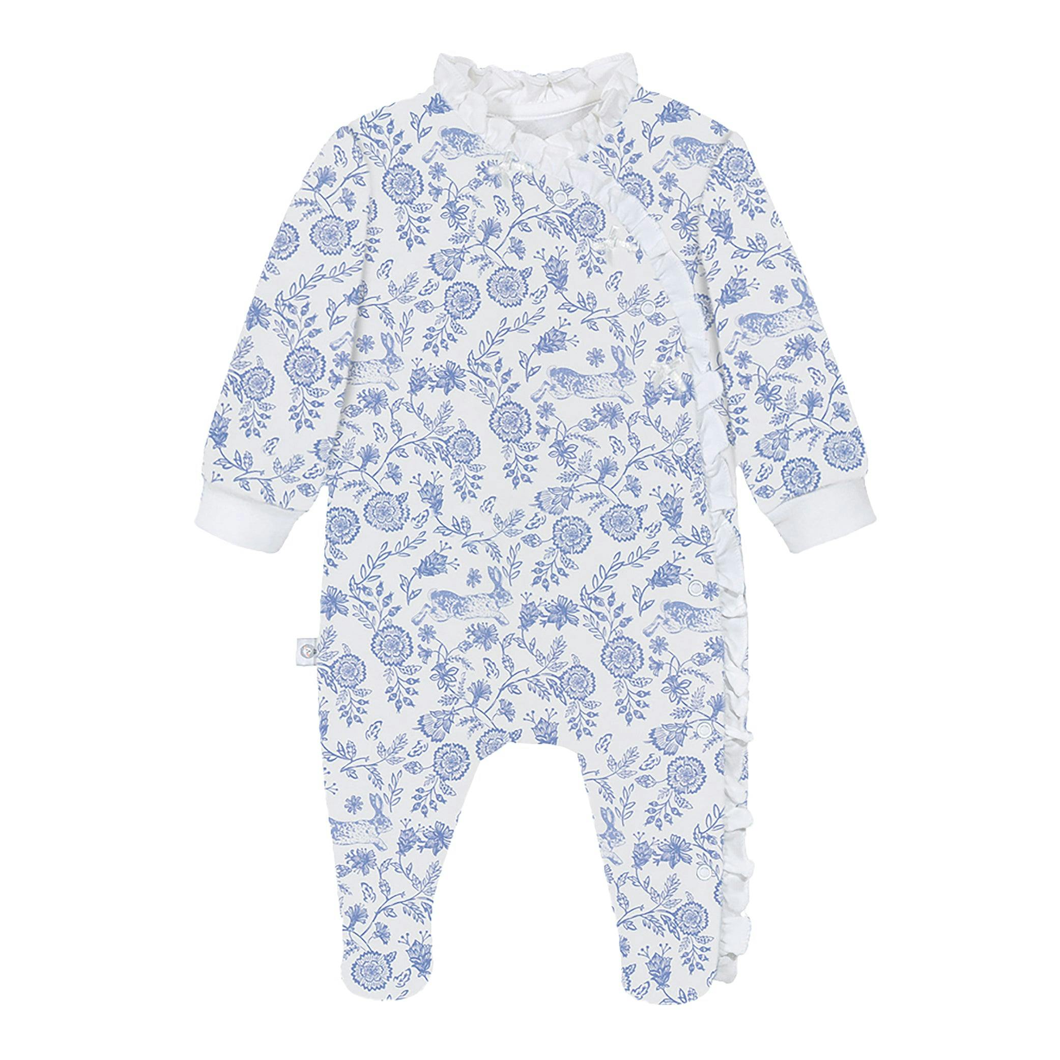 Floral Bunnies Pima Cotton Baby One-Piece Pajamas