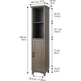 Russell Modern Farmhouse Linen Tower Storage Cabinet with Open Shelves for Bathrooms or Hallways