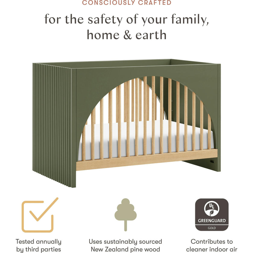 Moab 3-in-1 Convertible Crib in Olive / Ash