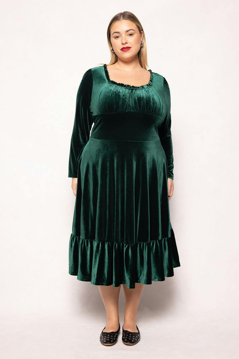 Cypress Dress in Green Velvet