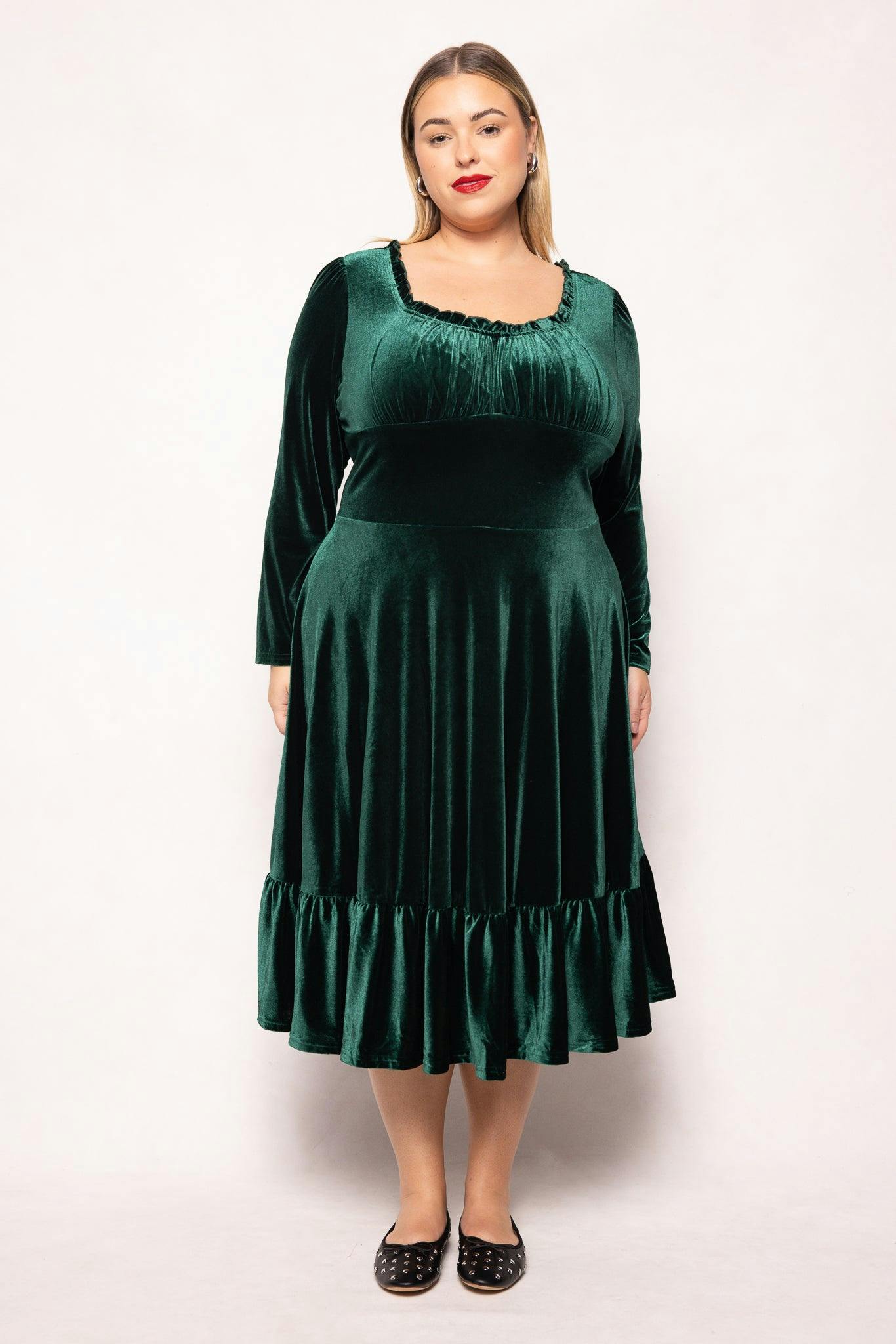 Cypress Dress in Green Velvet