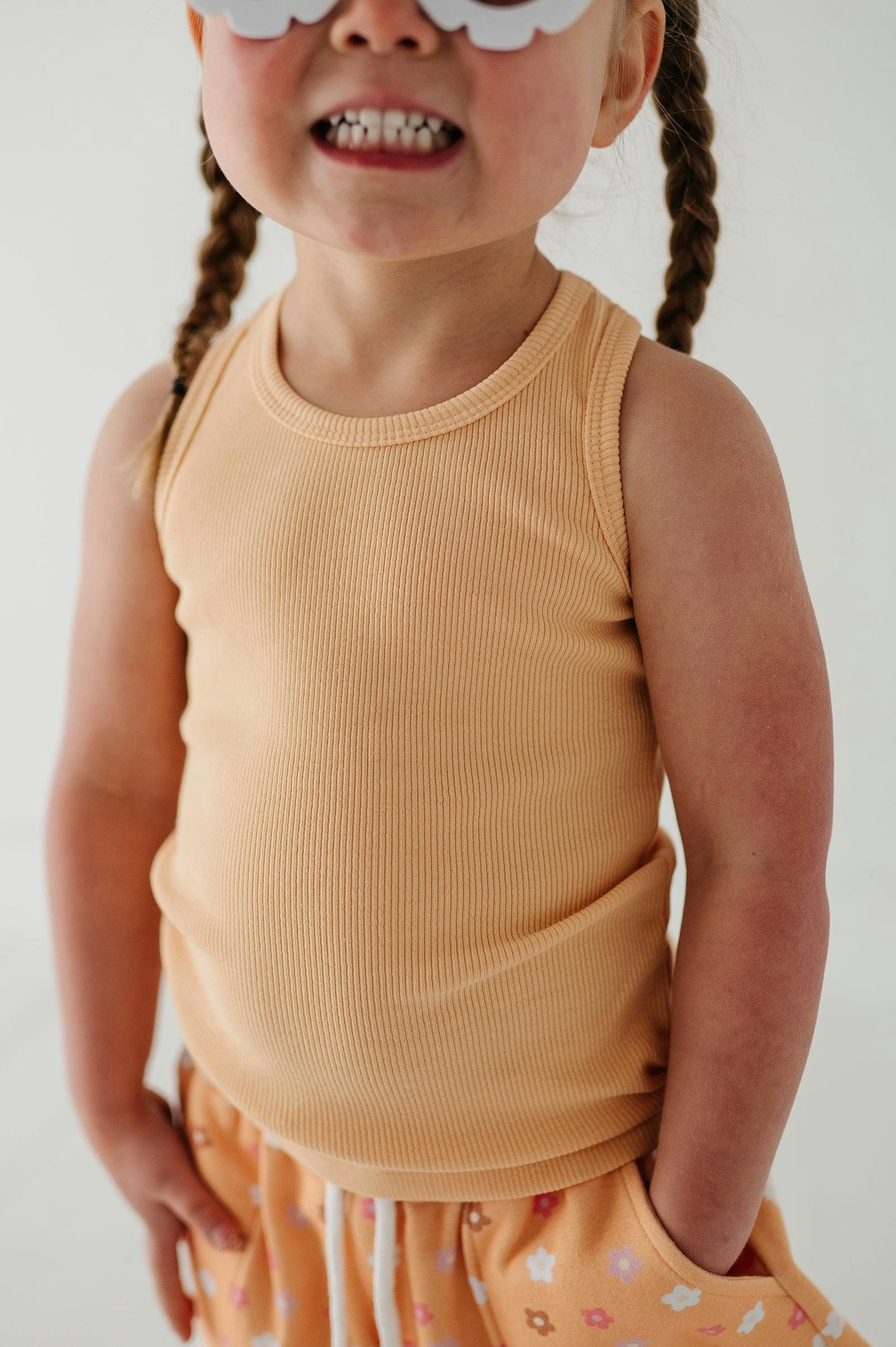 Girls Ribbed Tank in Desert Mist