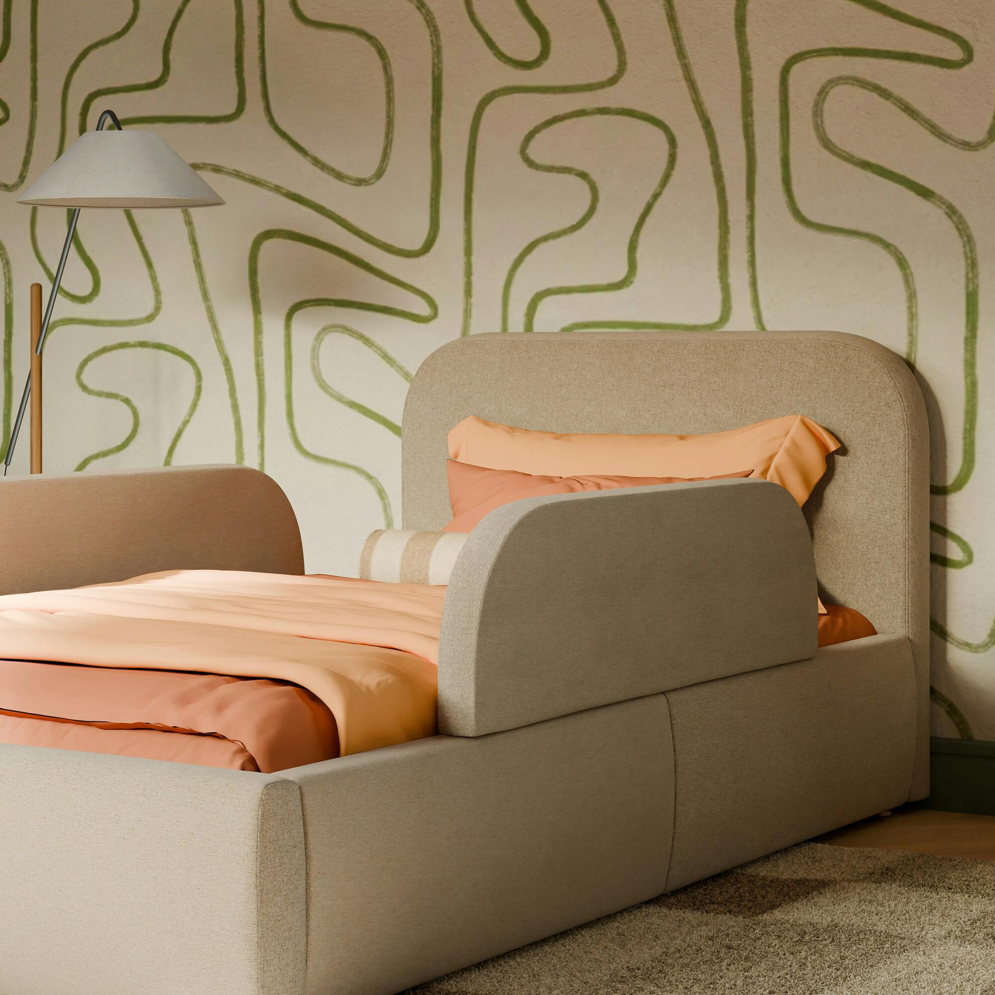 Upholstered Twin/Full Bed Guardrail In Performance Beach Eco-Weave