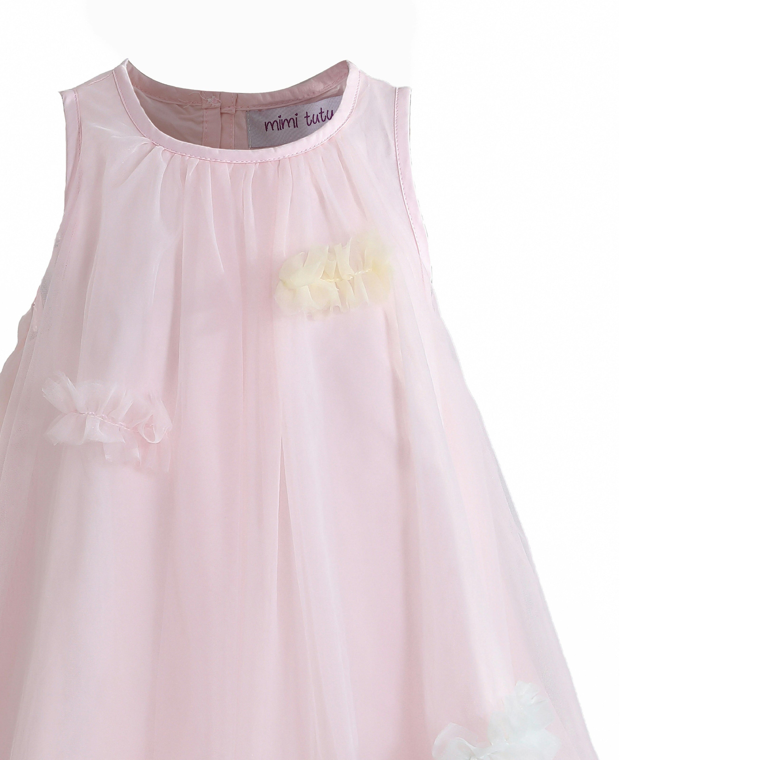 Pink Serenelle Floral Embellished Tulle Dress