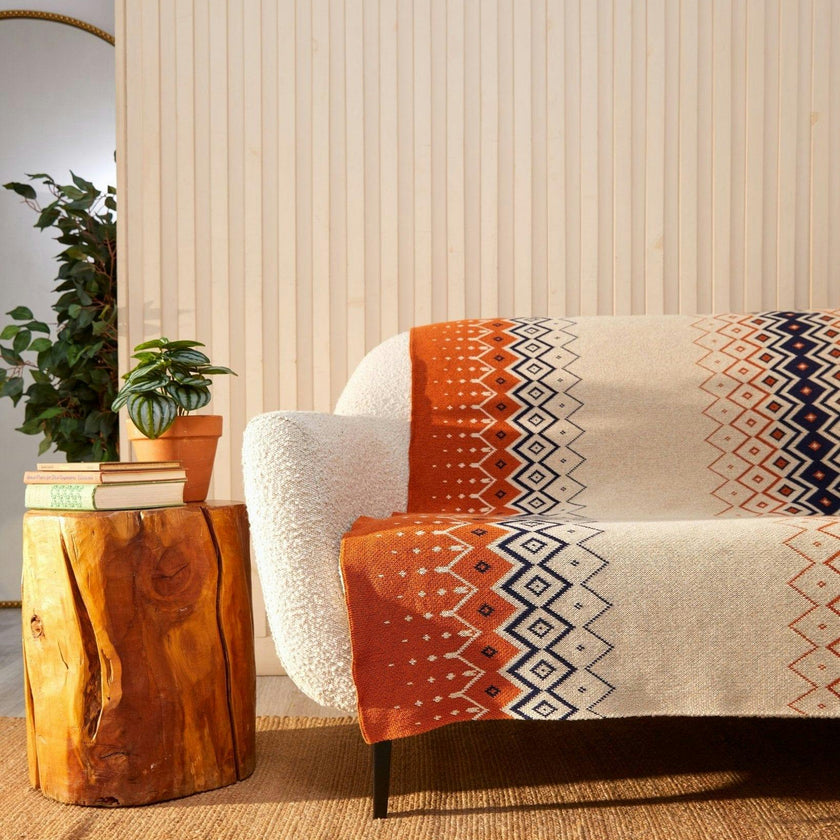 Cotton Sustainable Knit Throw Blanket | Vintage Icelandic