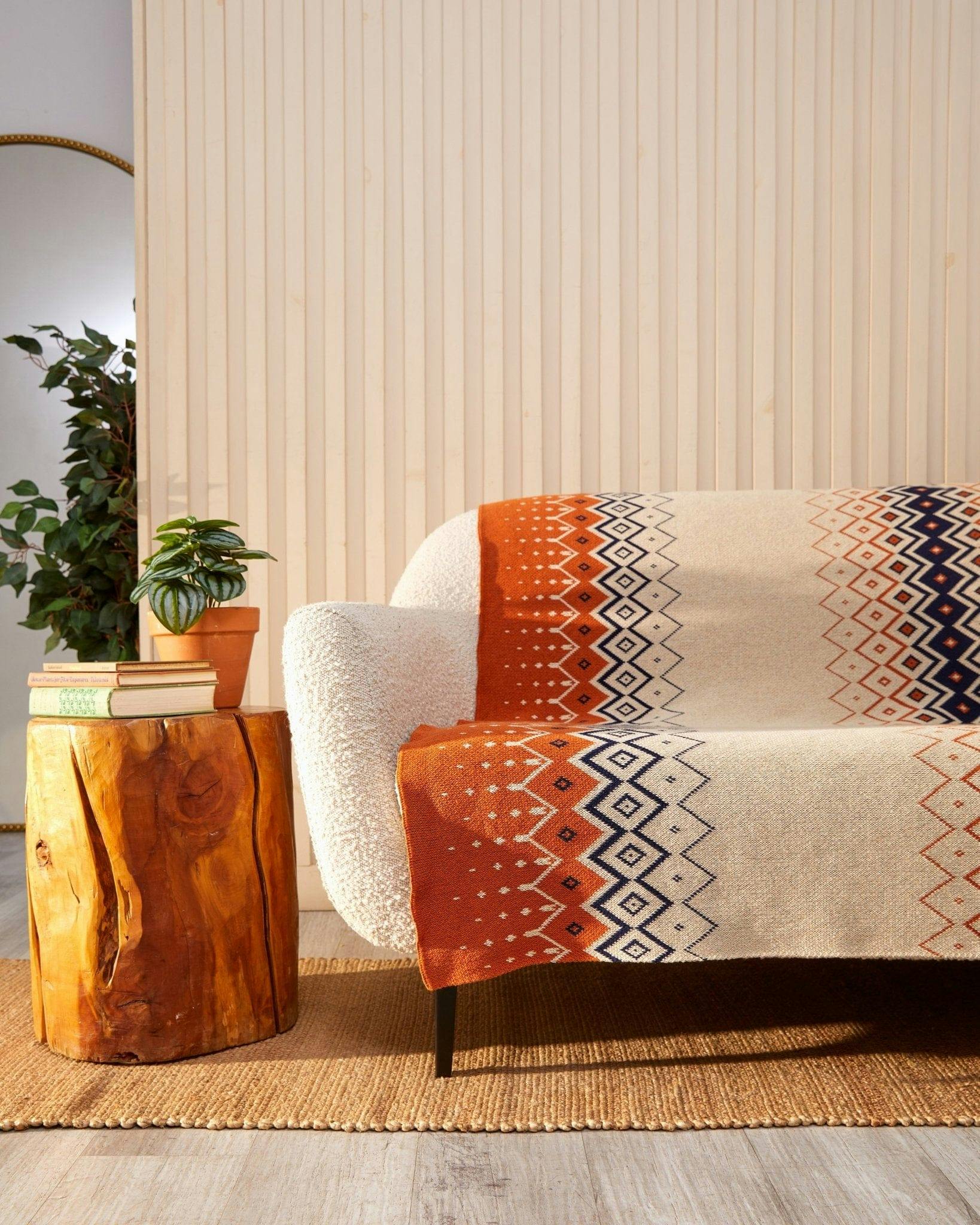 Cotton Sustainable Knit Throw Blanket | Vintage Icelandic