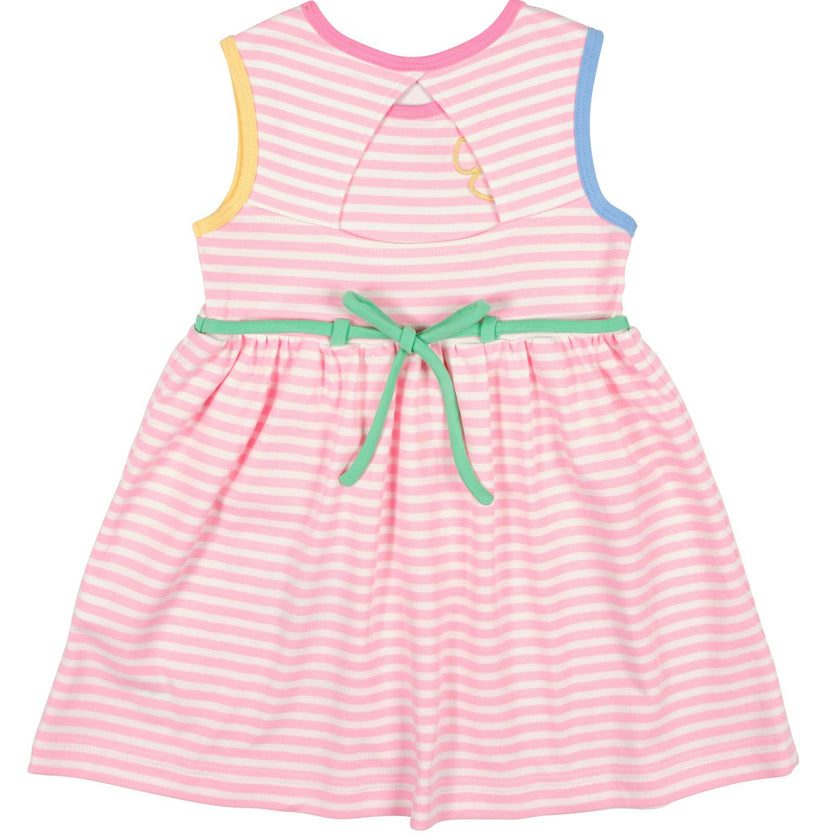 Stripe Knit Dress With Flowers