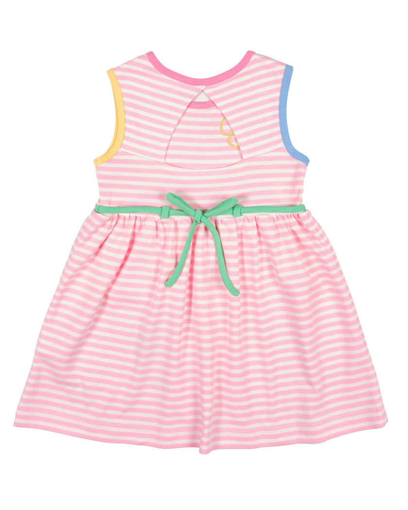 Stripe Knit Dress With Flowers