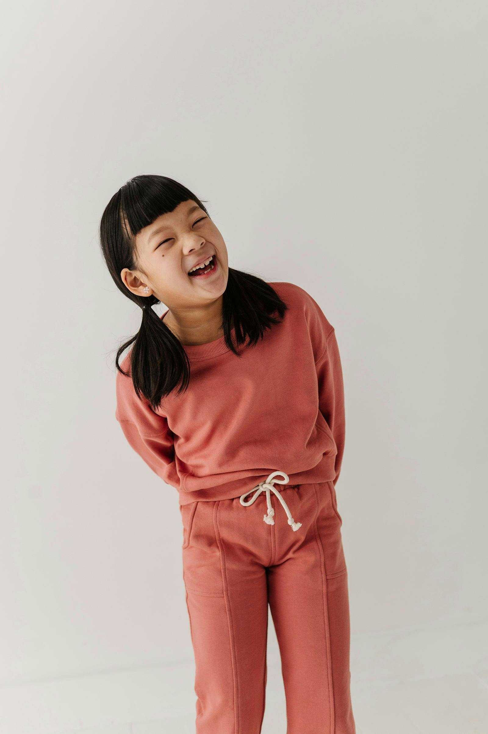 Girls Terry Crop Sweatshirt in Old Rose