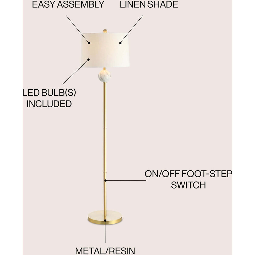Vaughn 60" Modern Metal/Resin LED Floor Lamp