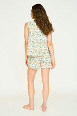 Women's Hand Screen Print Camisole Top & Pajama Shorts Set, Prints