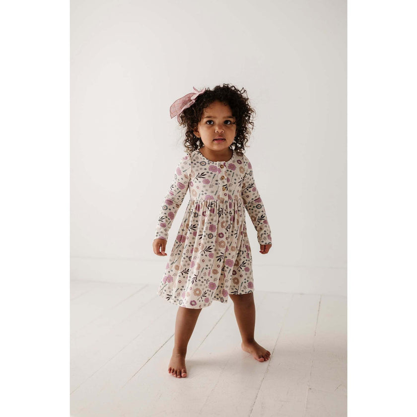 Long Sleeve Henley Dress Winter Floral