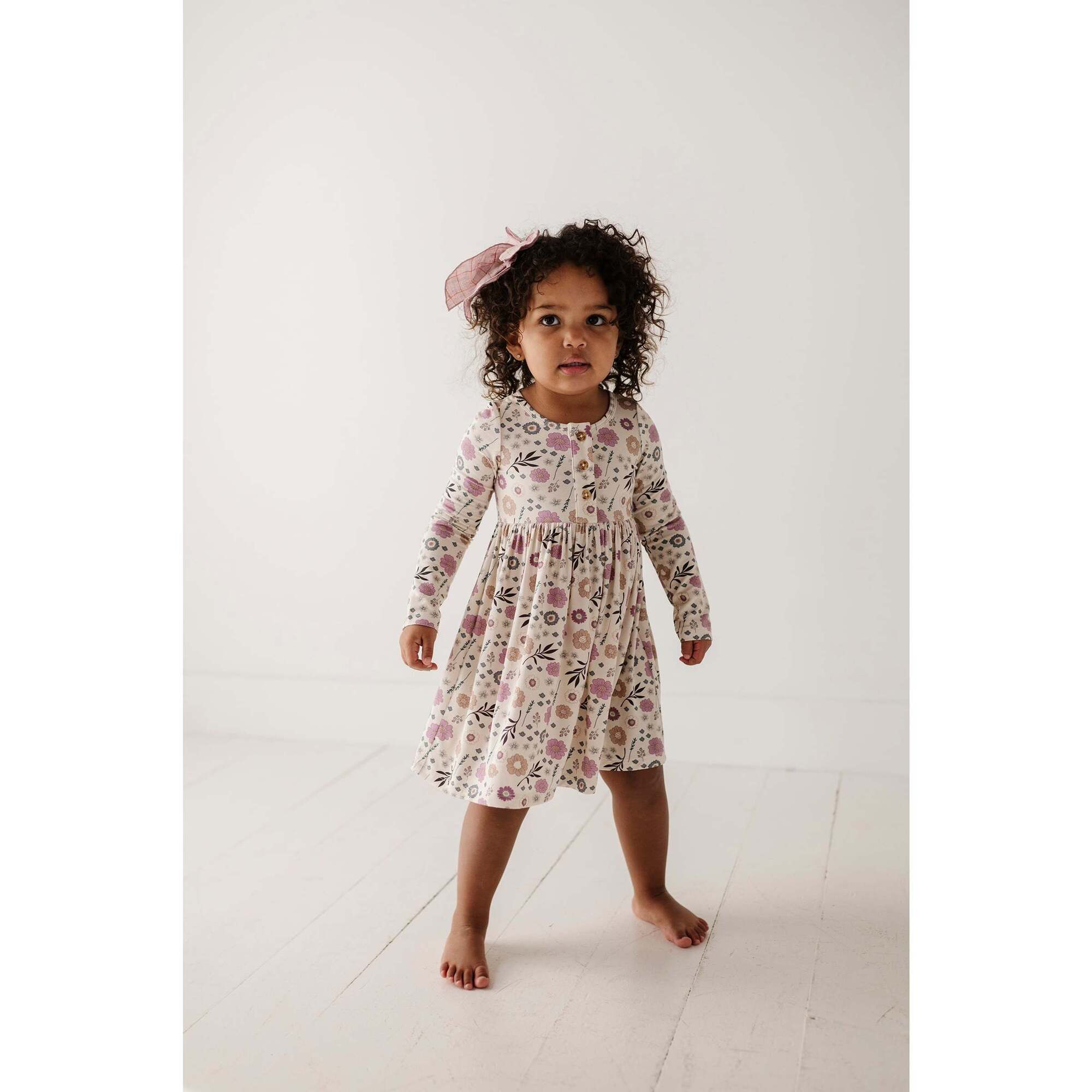 Long Sleeve Henley Dress Winter Floral