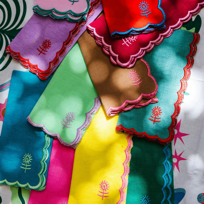Icon Linen Napkins S/4 - Peacock + Mint