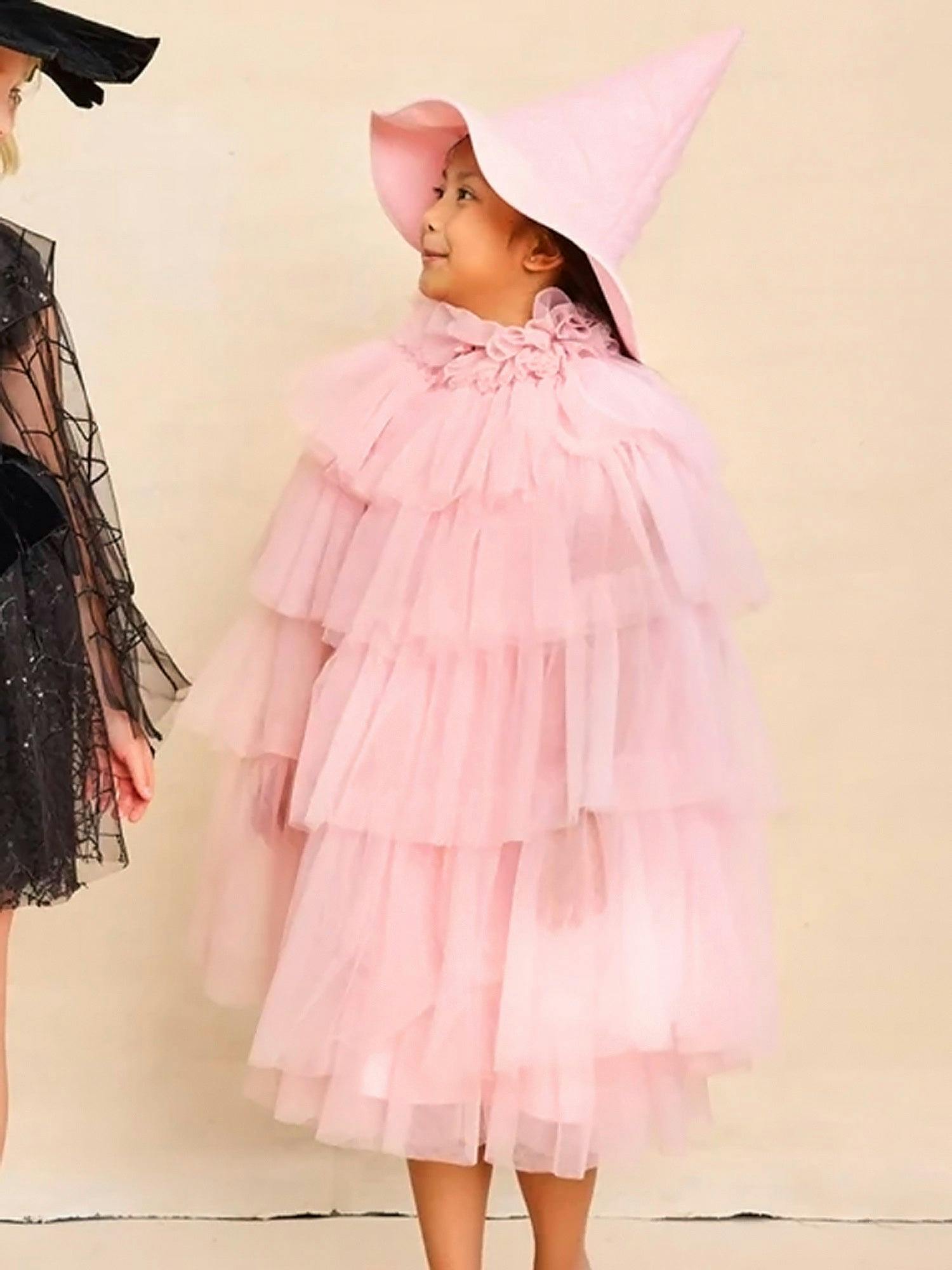 Pink Ruffle Cape For Girls