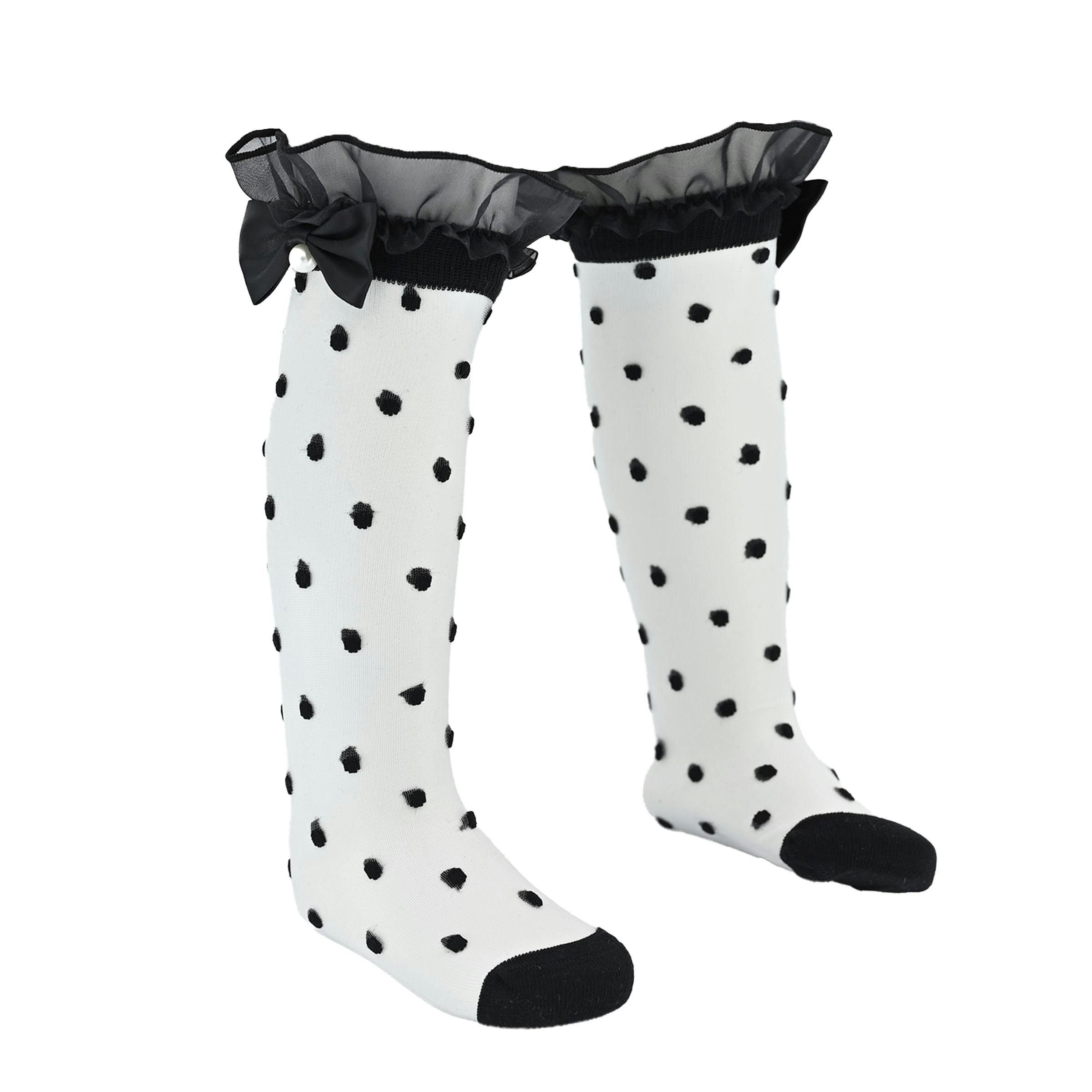 Transparent Polka-Dot Bow Trim Socks