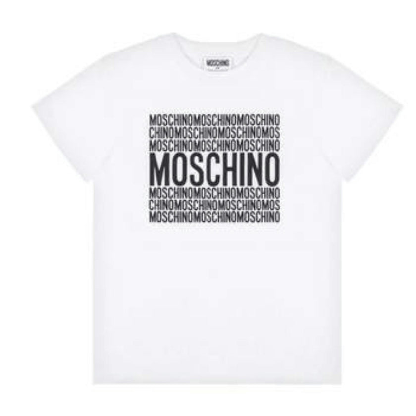 White Short Sleeve T-Shirt with Logo Print