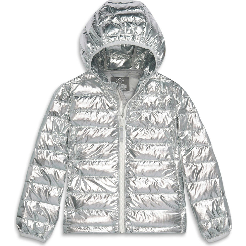 Kids metallic lightweight puffer jacket