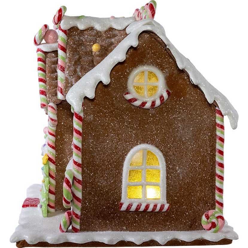 8.46-Inch Battery Operated LED Lighted Gingerbread Lollipop Shop