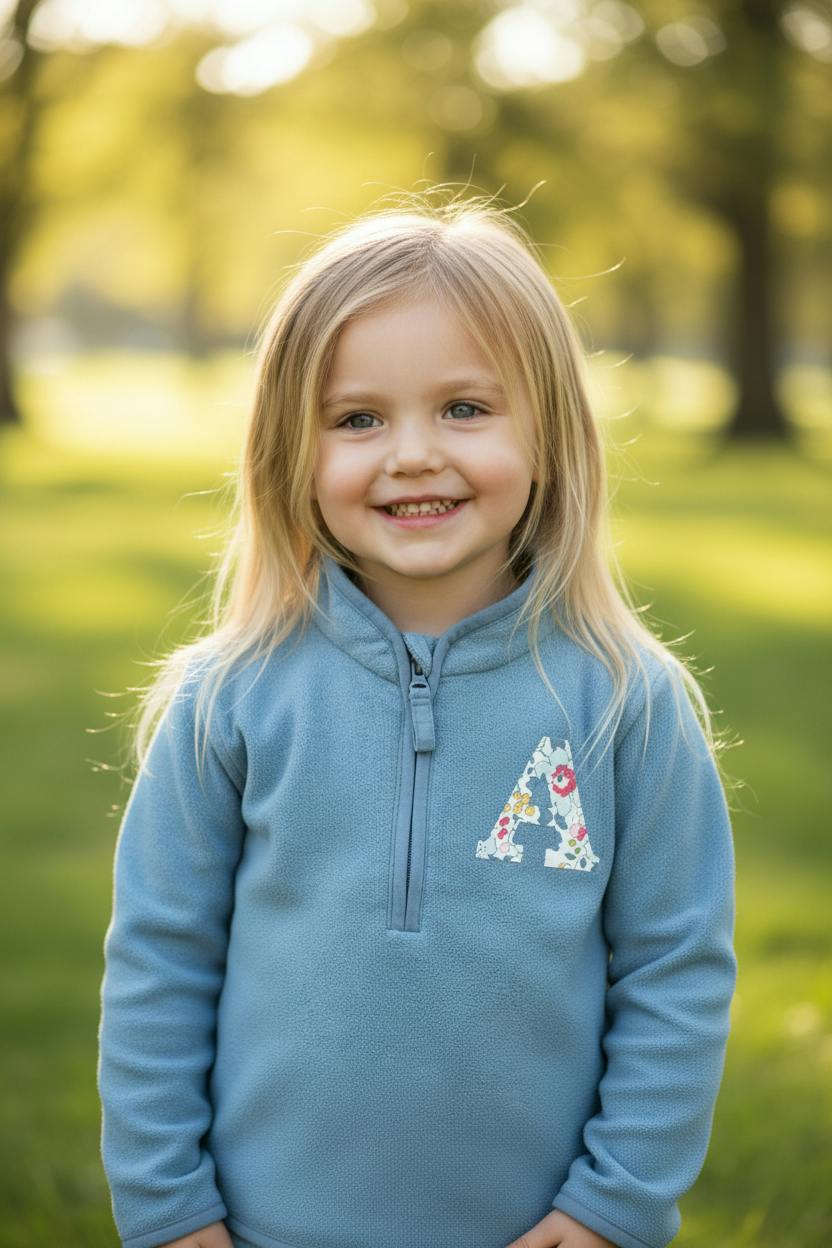 Liberty of London Children's Personalised Fleece - Dusty blue