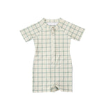 Short Sleeve Rashguard Swimsuit | UPF + Recycled - Fern Plaid
