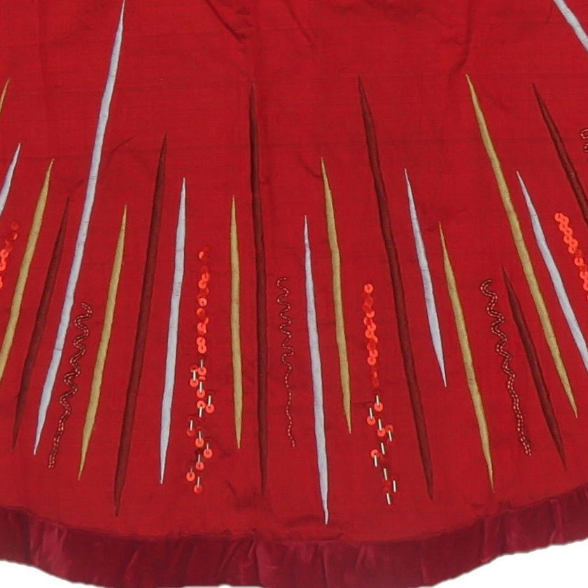Hand Beaded Starburst Christmas Tree Skirt Red Silk - 60" Arcadia Home
