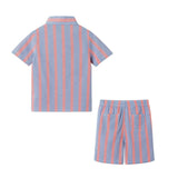 Boys Orange Striped Airy Oxford Set | Orange Stripe