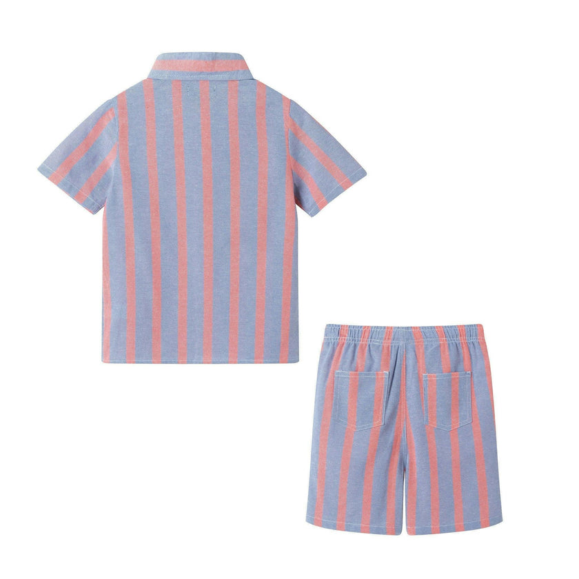 Boys Orange Striped Airy Oxford Set | Orange Stripe
