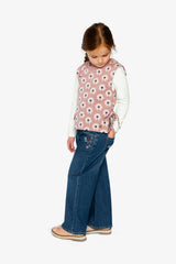 Jacquard Vest Pink Printed Flowers